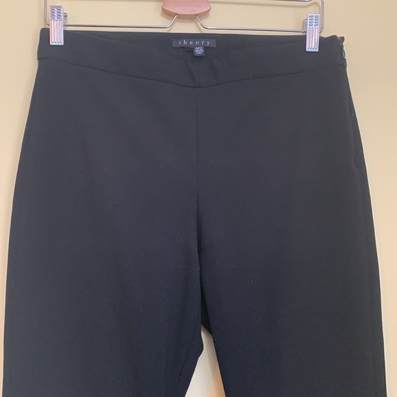 Theory | Classic Black Wool Blend Side Zip Stretch Notched Hem Pants Trousers 8 - Picture 4 of 14